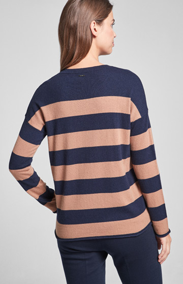 Pullover Kari in Navy/Camel gestreift