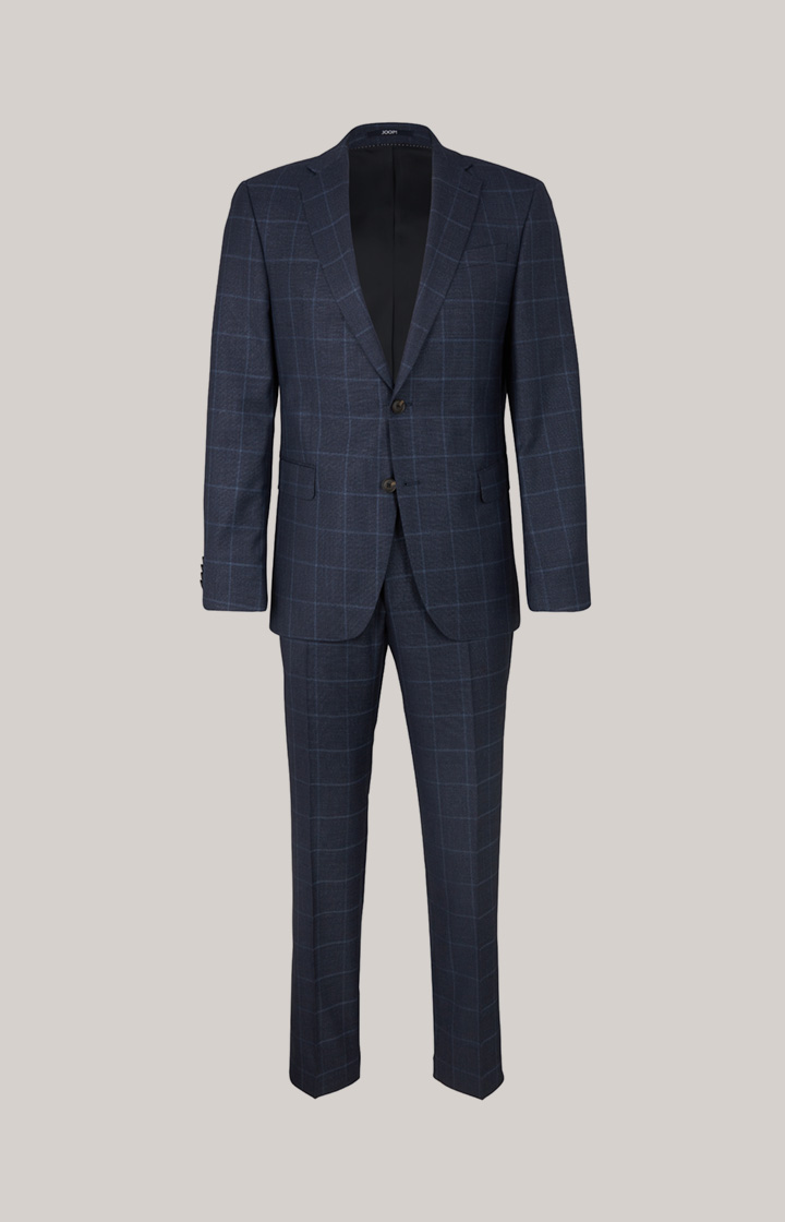 Finch-Brad Virgin Wool Suit in Dark Blue Check
