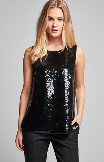 Pailletten-Chiffon-Top Basia in Schwarz