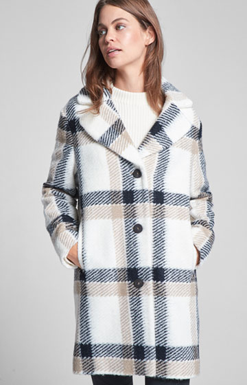 Mantel Cala in Beige/Navy/Weiß kariert