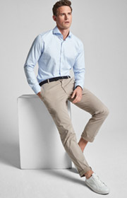 Hemd Pajos-W - bügelleicht - in Hellblau gemustert 