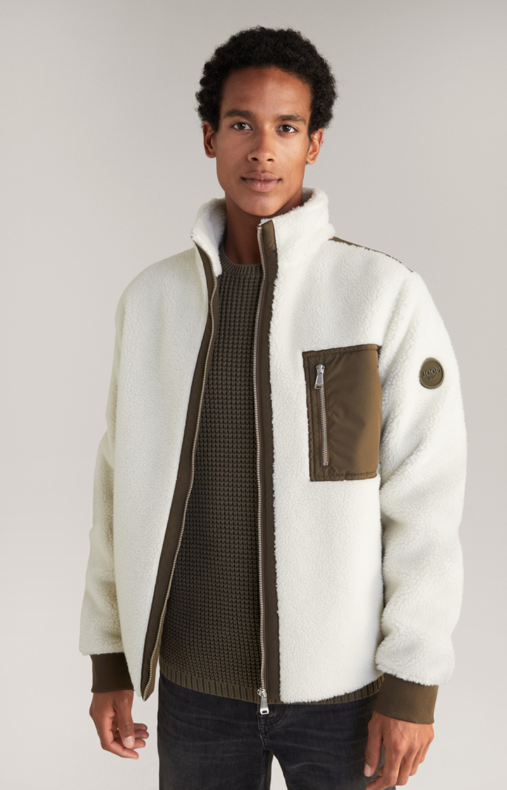 Teddy Fur Jacket in Off-white/Khaki