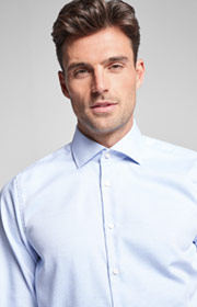 Hemd Mika - bügelfrei -  in Blau gemustert