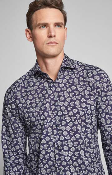 Hemd Panko - bügelleicht - in Dunkelblau gemustert