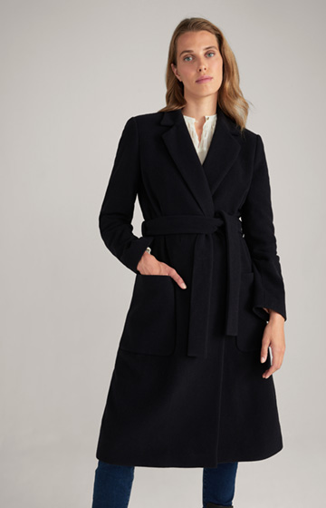 Wool Mix Coat in Dark Blue