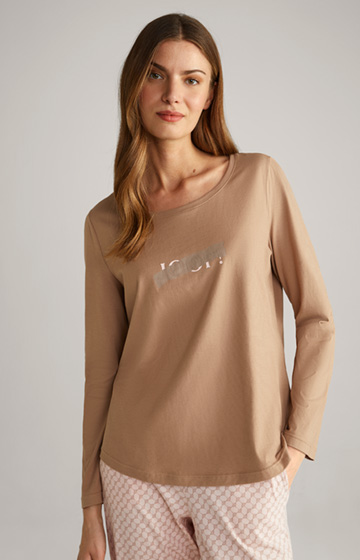 Long-Sleeve Loungewear Top in Camel