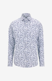 Hemd Mika - bügelleicht - in Navy/Weiß gemustert