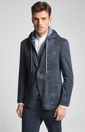 Jersey-Sakko Hoodney in Dunkelblau melange