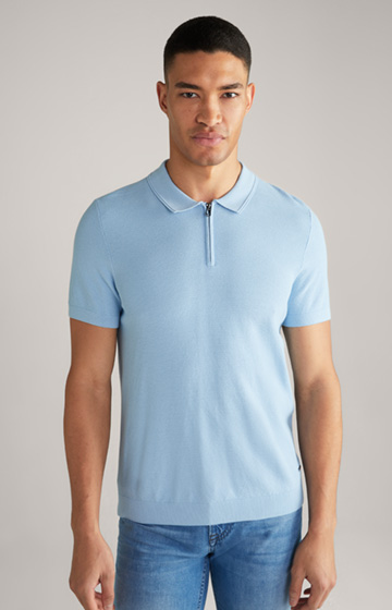 Vanco Cotton and Viscose Polo Shirt in Light Blue