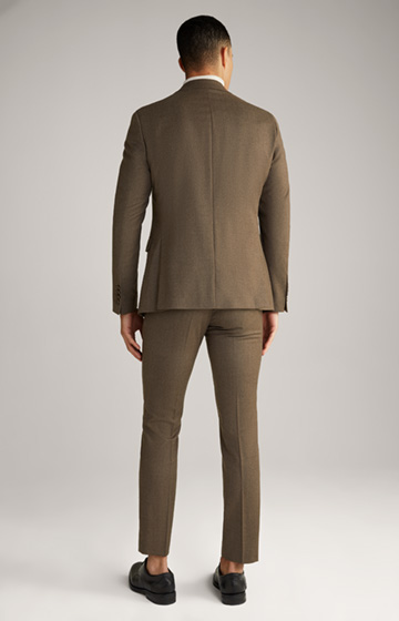 Haspar-Bloom Flannel Suit in Dark Brown Mélange