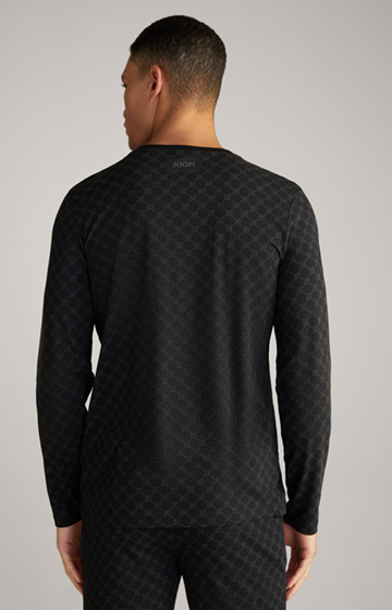 Loungewear Long-Sleeved Top in a Black Pattern