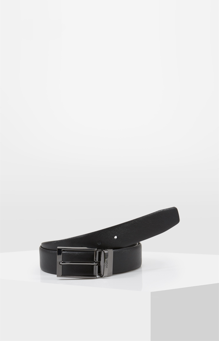 Wende-Ledergürtel in Schwarz