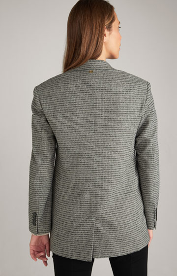 Wool Mix Blazer in Grey Patterned
