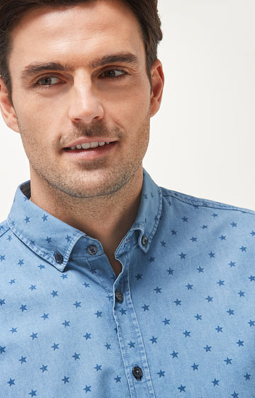 Jeans-Hemd Heli in Denim-Blau gemustert