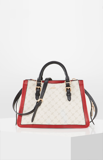 Handtasche Feriale Mimma in Creme/Dunkelblau/Rot