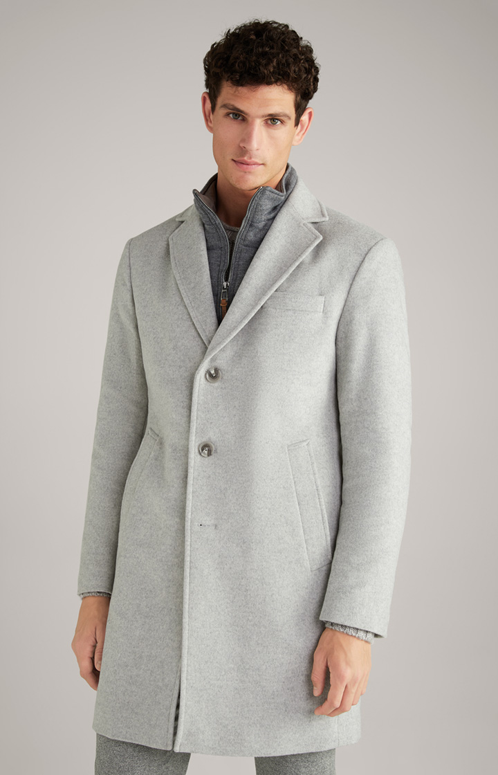 Morris Coat in Mottled Light Grey
