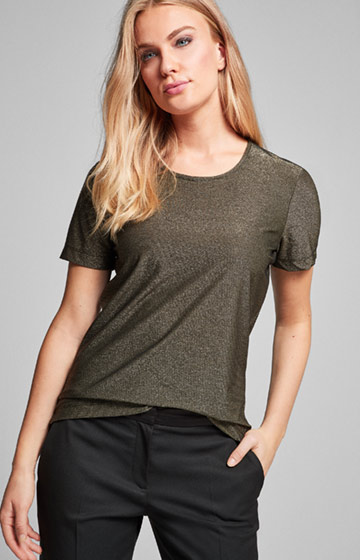 Lurex-T-Shirt Tine in Gold/Schwarz