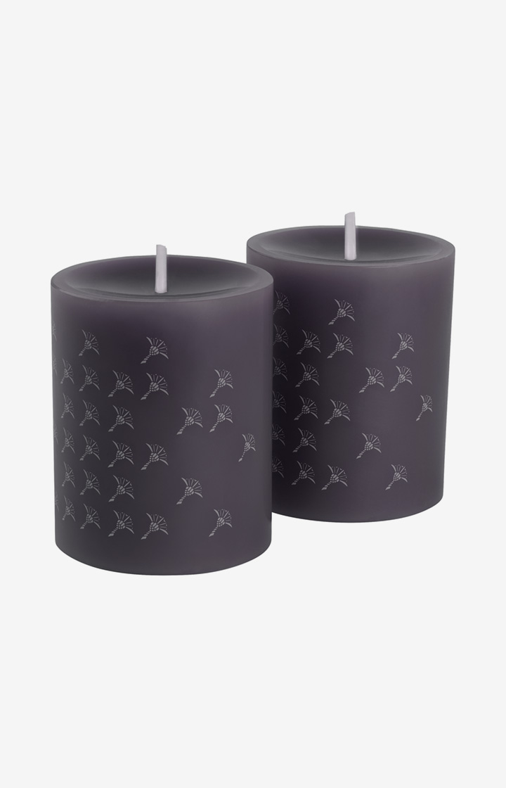 JOOP! FADED CORNFLOWER pillar candle in graphite - set of 2, 10 cm tall