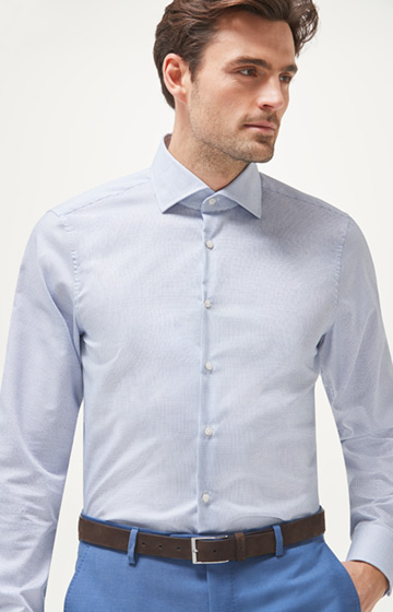 Hemd Mika - bügelfrei  - in Blau/Weiß