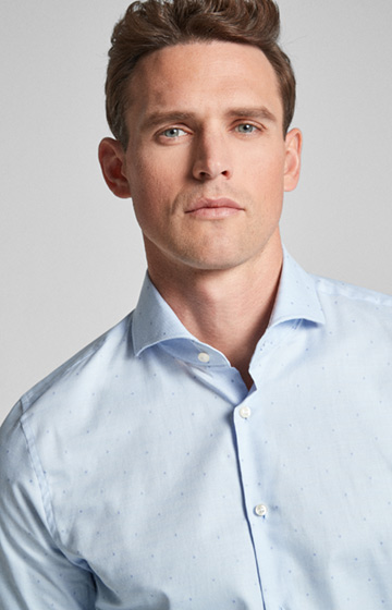 Hemd Pajos-W - bügelleicht - in Hellblau gemustert