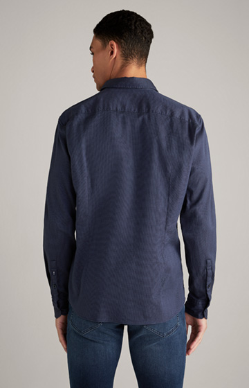 Hanson Cotton Shirt in Mottled Dark Blue