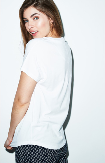 Jersey-T-Shirt in Weiß