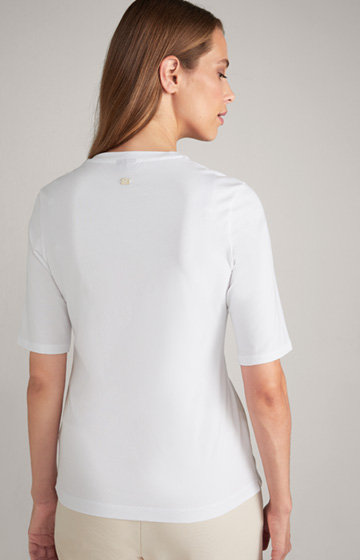 Cotton-Stretch T-Shirt in Weiß