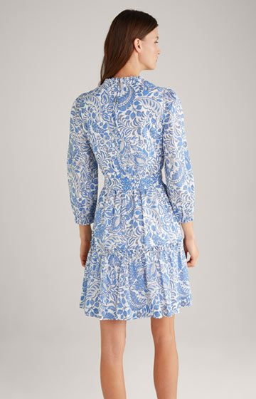 Baumwoll-Kleid in Weiß/Blau