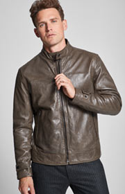 Lederjacke Cleary in Fossil-Braun