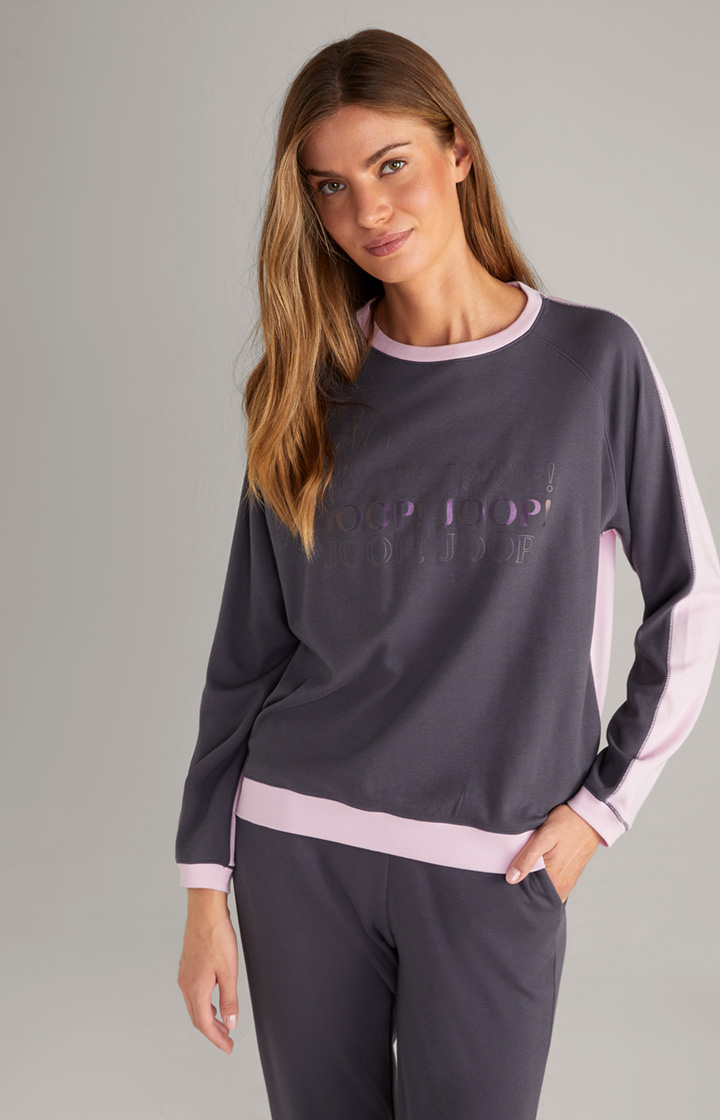 Lounge-Sweater in Rosa/Anthrazit