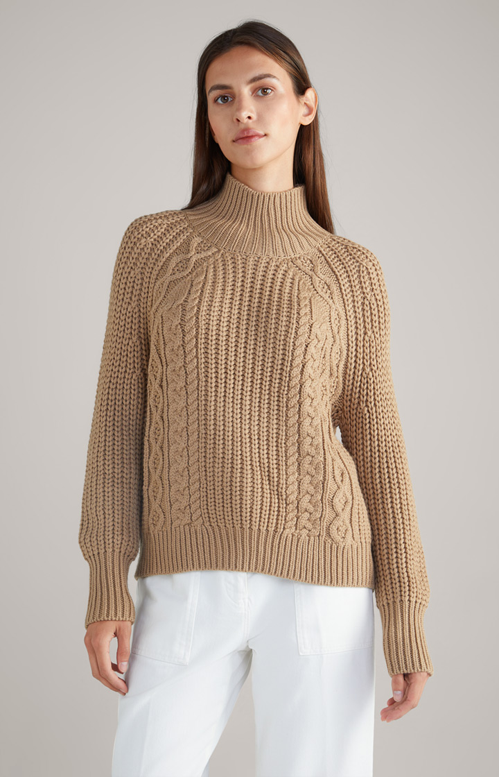 Sweter z mieszanki wełny ze strzyży w kolorze beżowym