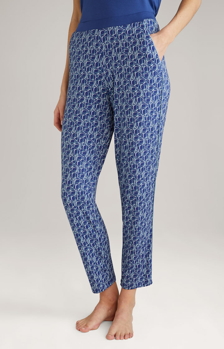 Loungewear Hose in Blau/Grün gemustert