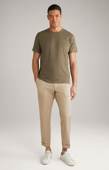 T-shirt bawełniany Alphis w kolorze khaki