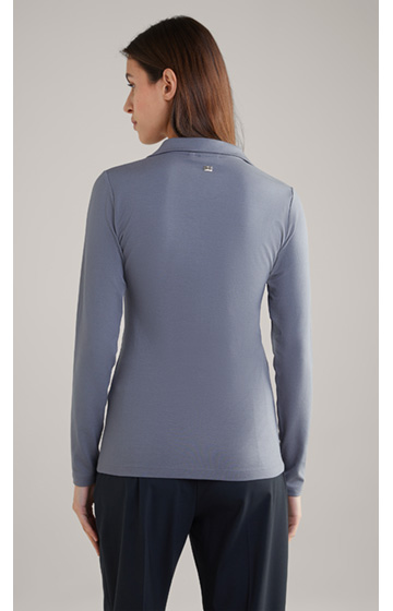 Long-sleeved Polo Shirt in Grey