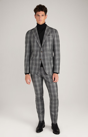 Haspar Bloom Virgin Wool Suit in Grey Check