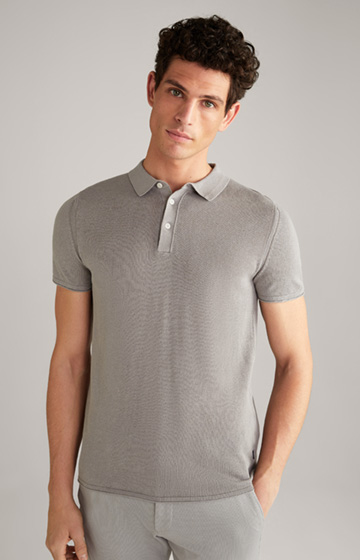 Fidolin Linen and Modal Polo Shirt in Grey