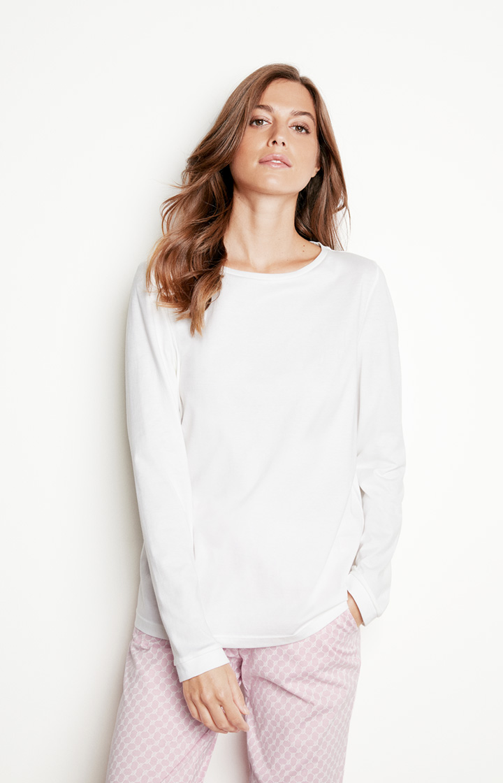 Loungewear long-sleeved top in White