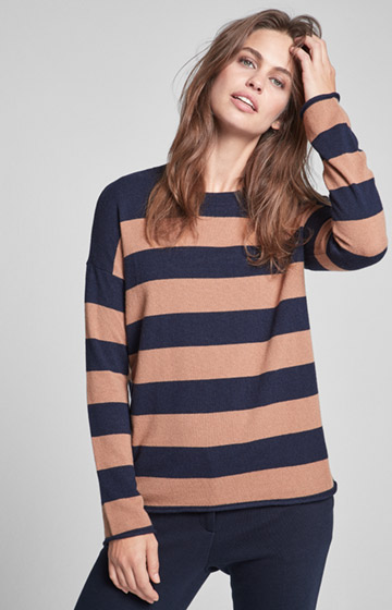 Pullover Kari in Navy/Camel gestreift