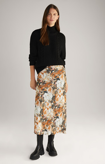 Satin Skirt in a Brown/Black/Ecru Pattern