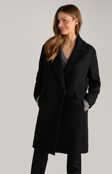 Płaszcz z mieszanki wełny w kolorze czarnym
