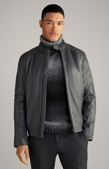 Peel Leather Jacket in Grey