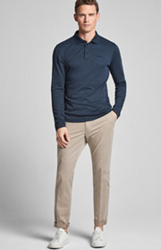 Langarm-Poloshirt Iwan in Dunkelblau