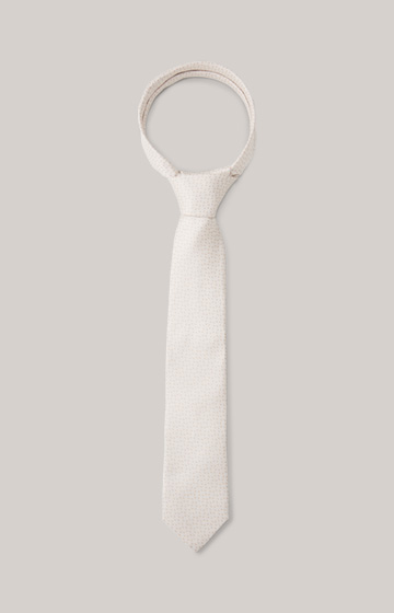 Jedwabny krawat z deseniem w kolorze beżowym