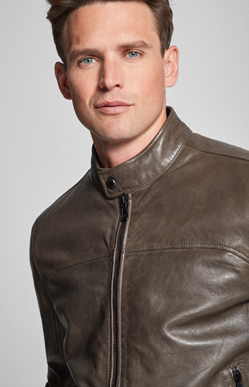 Lederjacke Cleary in Fossil-Braun