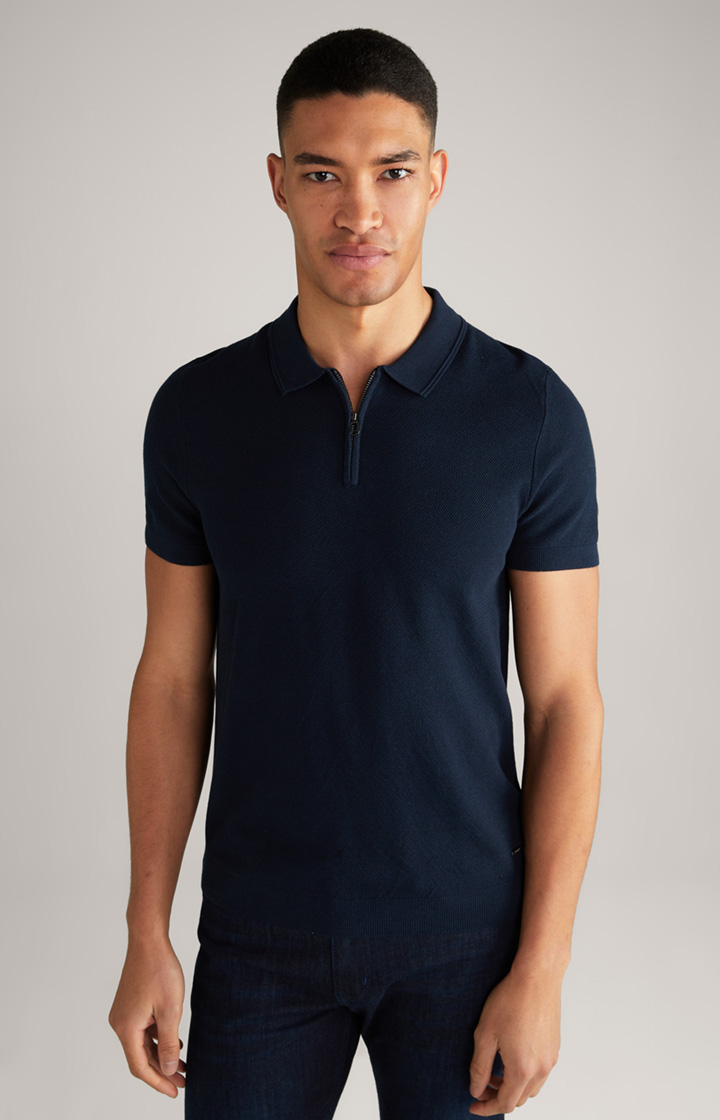 Vanco Cotton and Viscose Polo Shirt in Dark Blue