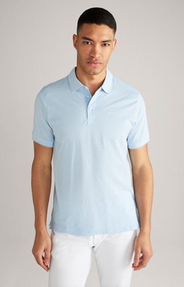 Bawełniana koszulka polo Percy w kolorze jasnoniebieskim/białym z efektem melanżu