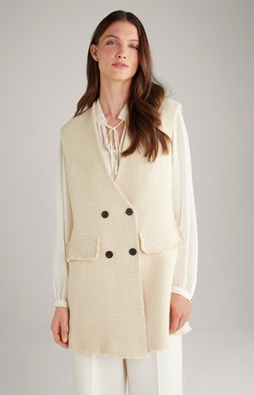 Tweed vest in beige/silver