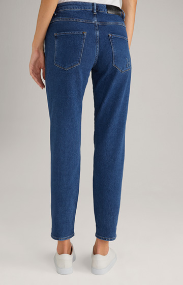 Mom-Jeans in Dark Blue Washed