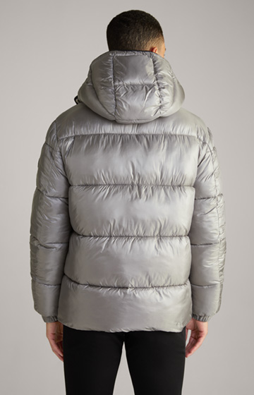 Ambro Quilted Jacket with Hood in Metallic Grey