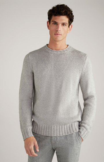 Haron Knitted Sweater in Light Grey Mélange